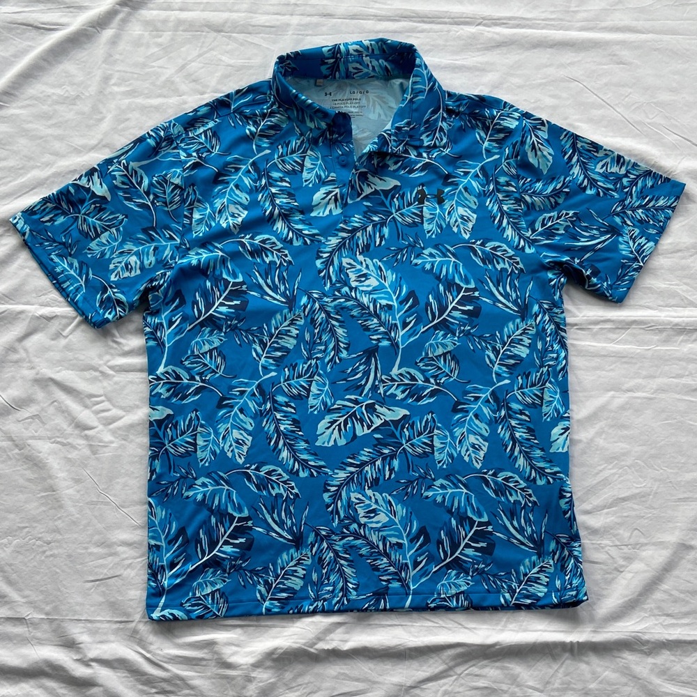 Under Armour The Playoff 2.0 Polo Hawaiian Men’s Large Blue